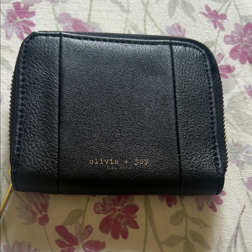 Olivia + Joy Black Leather Zip Wallet